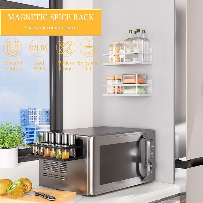 Magnetic Spice Rack for Refrigerator, 2 Pack Magnetic Shelf, Fridge Magnet - Image 6