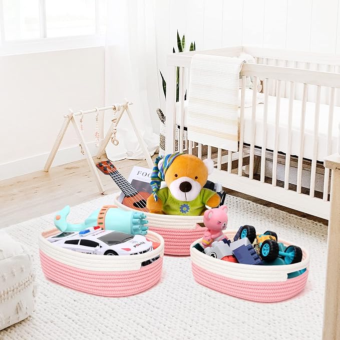 7 Piece Cotton Rope Woven Basket Set - Image 7