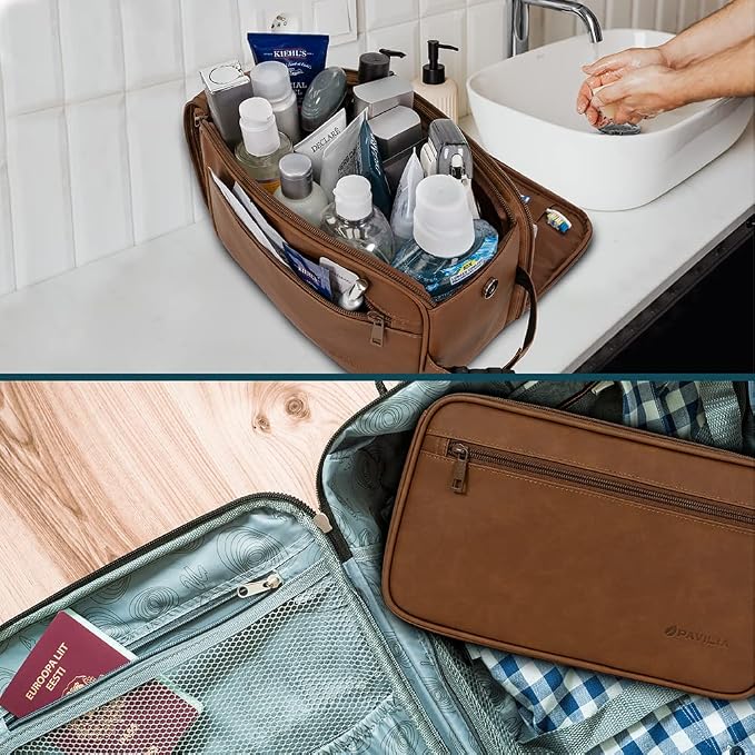 PAVILIA Toiletry Bag for Men, Travel Essentials Shaving Dopp Kit, Mens Travel - Image 6