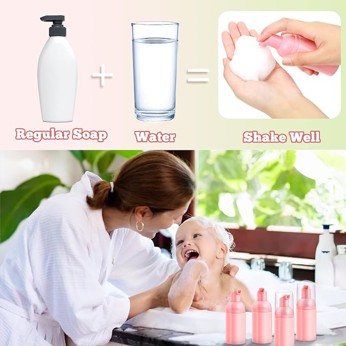 24 Pcs Foam Pump Bottles 1 Oz/ 30 ml Plastic Mini Empty Dispenser Travel Soap - Image 7