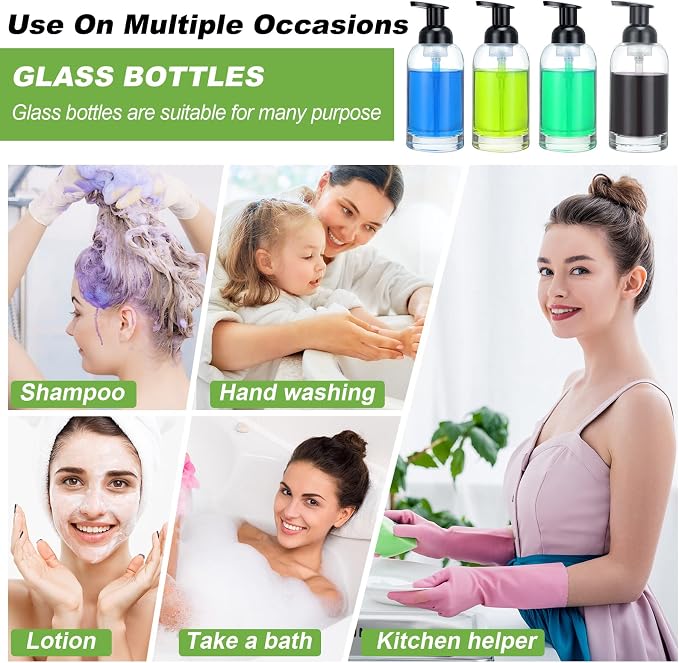 Eccliy 4 Pack 13 Oz Clear Glass Jar Soap Dispenser - Image 4