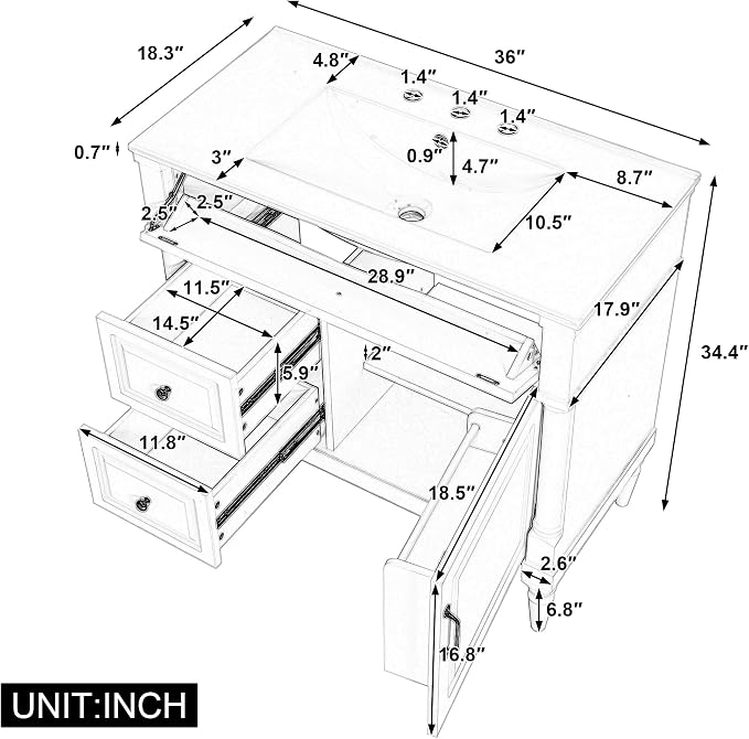 Harper & Bright Designs 36" Bathroom Vanity - Image 2