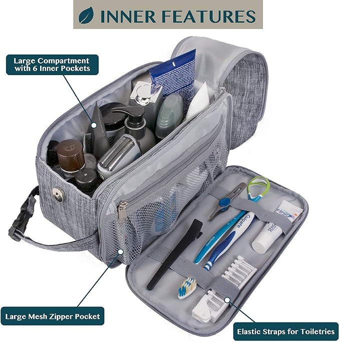 PAVILIA Toiletry Bag for Men, Travel Essentials Shaving Dopp Kit, Mens Travel - Image 2