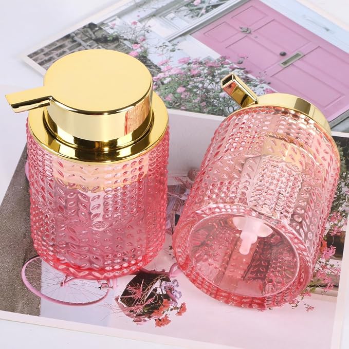 2pcs Glass Foaming Soap Dispenser, Refillable 10 Oz Lotion Shampoo Pump Dish - Image 7