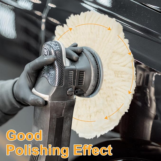 Tallew 6 Pcs 8 Inch Wool Polishing Pad Hook Loop Buffing Pad - Image 4
