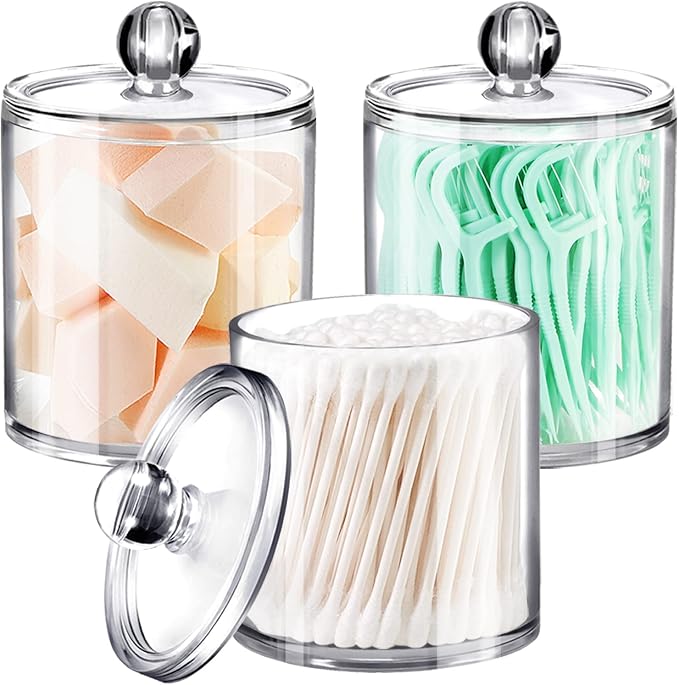 SheeChung 3-Pack Clear Acrylic Qtip Holder by SheeChung