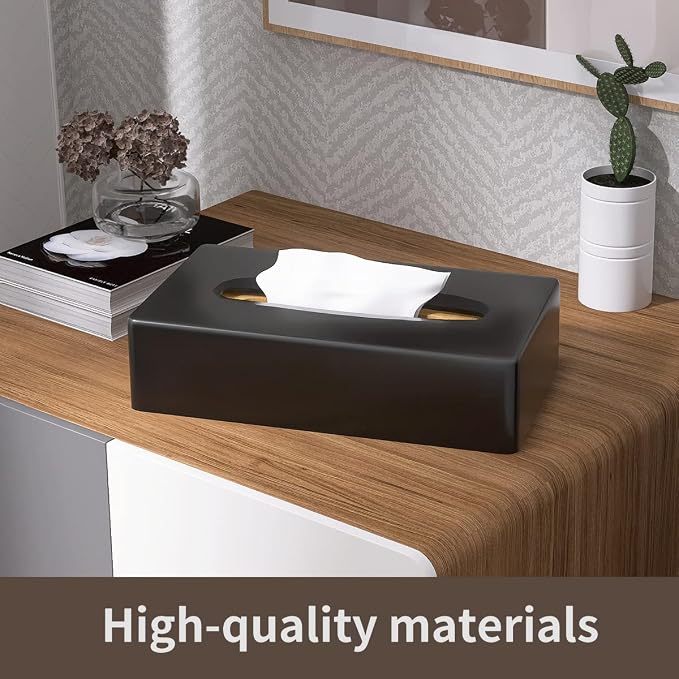 Tissue Box Cover, Rectangular Black Wall Mounted Facial Paper Holder Dispenser - Image 7