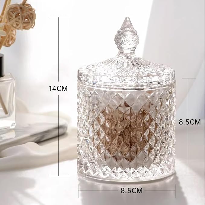 Qtip holder for bathroom, Cotton swab holder, Floss-Small Clear Glass Canister - Image 3