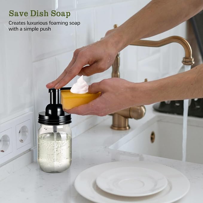 Amolliar Plastic Mason Jar Foaming Soap Dispenser - Image 6
