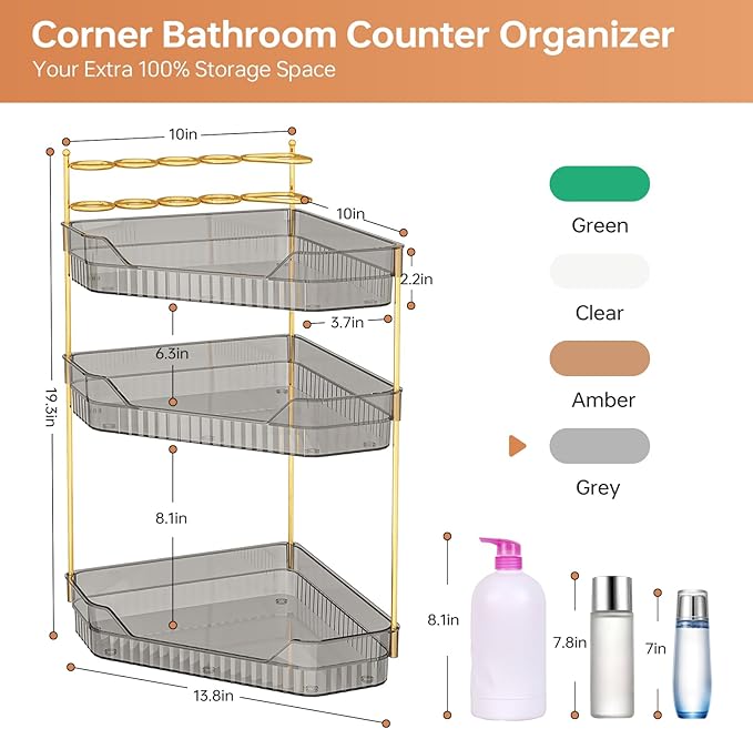 Corner Bathroom Counter Organizer - Image 2