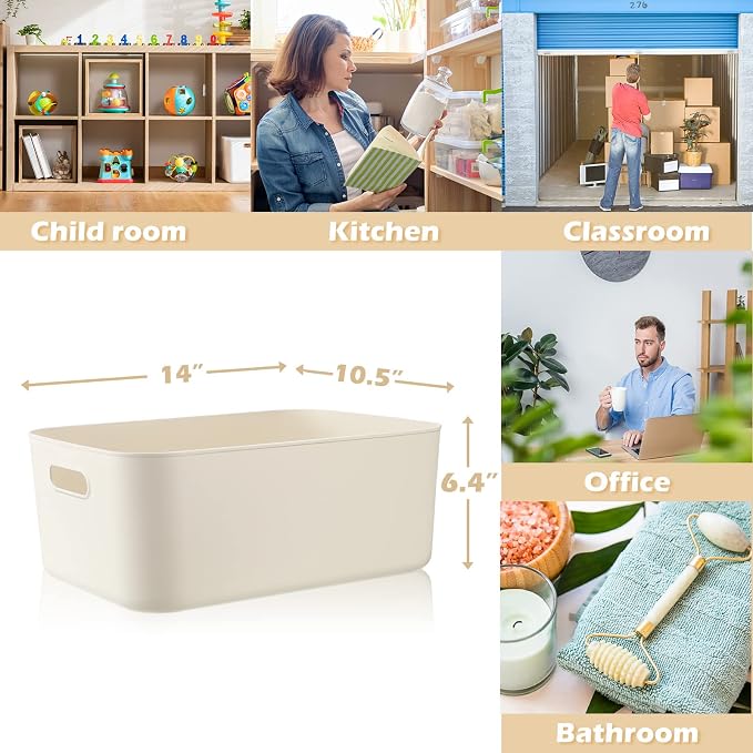 Zopeal Plastic Storage Bins 10 Pcs White Pantry Organizer Bins Small Baskets - Image 2