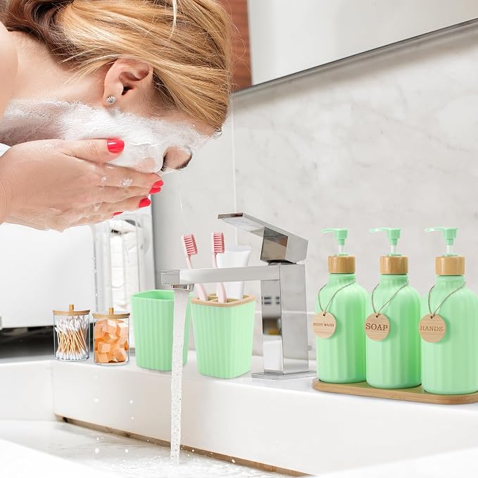 Green Bathroom Accessories Set 17PCS Bathroom Set - Image 3