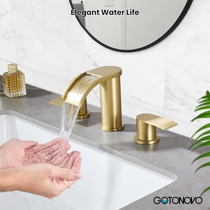 gotonovo Waterfall 8 inch Widespread Bathroom Faucet Set Bathroom Sink Faucet 3 - Image 3
