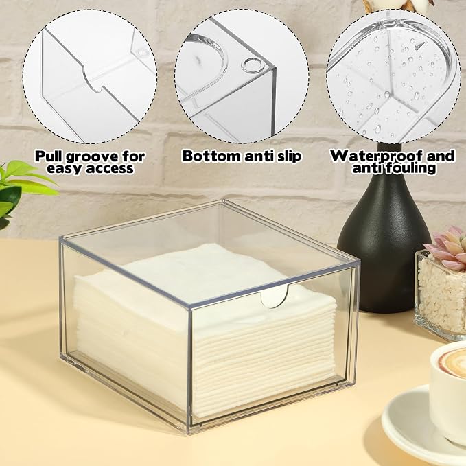 Rainmae Disposable Face Towel Holder, Face Towel Storage Box Bin, Stackable - Image 4