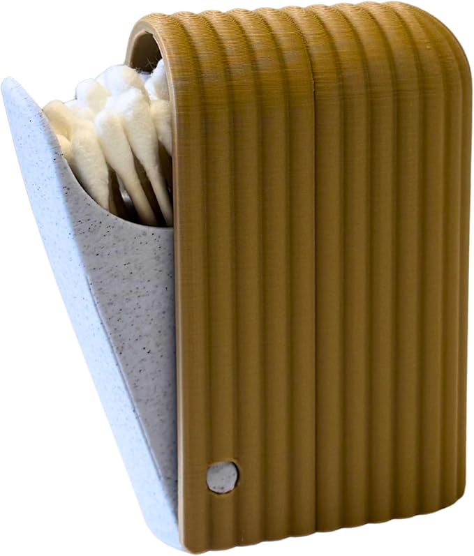 Push-Open Cotton Swab Holder & Dispenser – Modern Cotton Swab Organizer by YumBrew