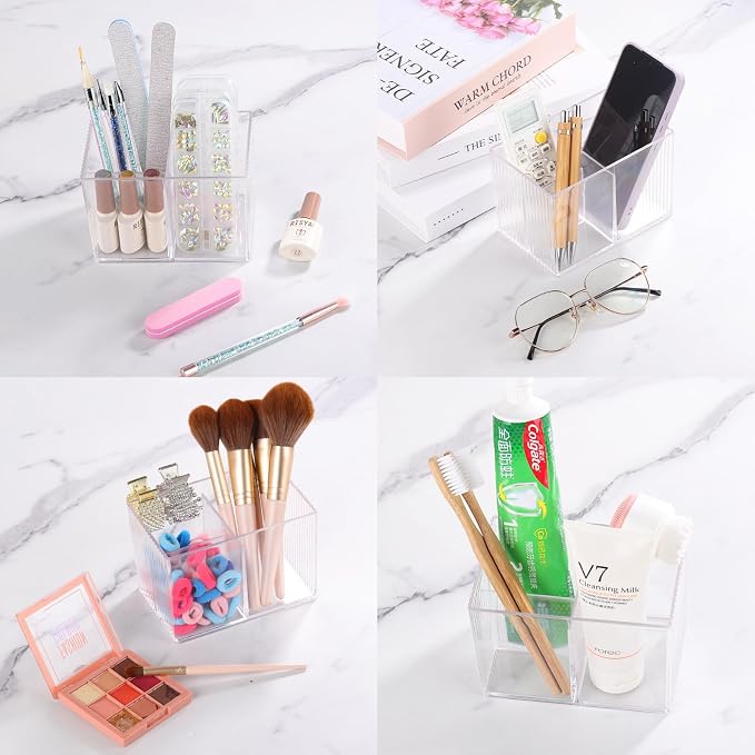Ohlove Qtip Holder with Bamboo Lids, 3 Compartments Cotton Ball/Swabs Dispenser - Image 5
