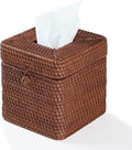 Rattan Square Tissue Box Cover, 5.7" x 5.7" x 5", Decorative Woven Facial by YANGQIHOME