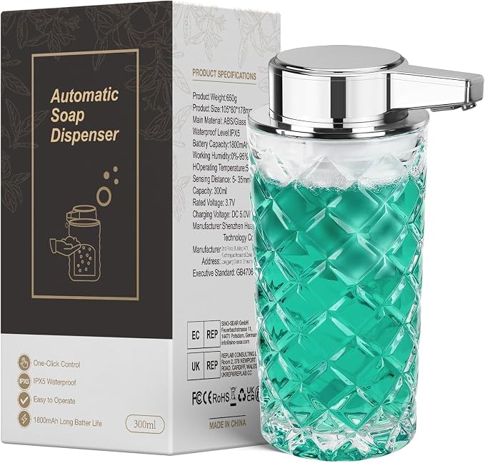 Automatic Soap Dispenser Foam for Kitchen: 11 OZ Glass Touchless Clear Auto - Image 8