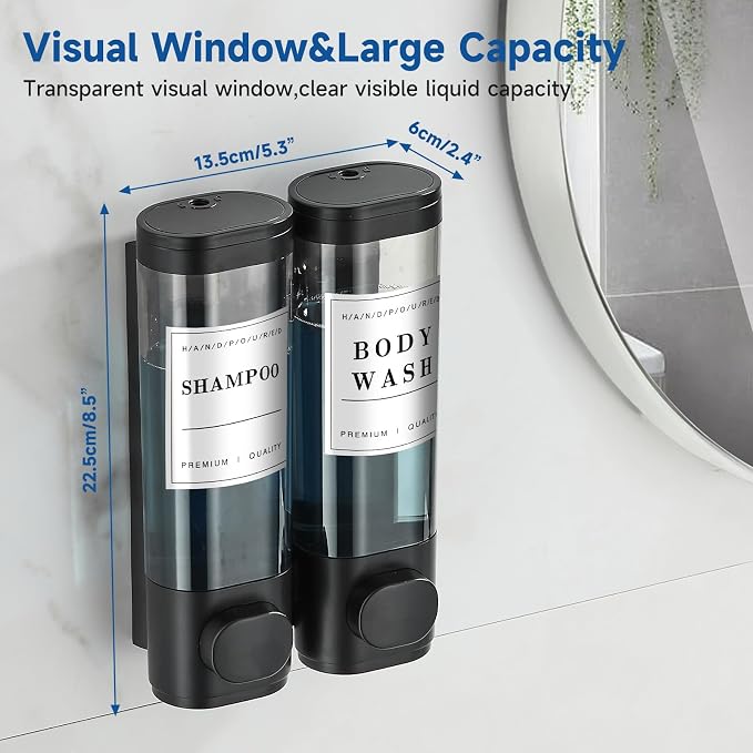 Shampoo and Conditioner Dispenser, Shower Dispenser 2 Chamber No Drill - Image 5