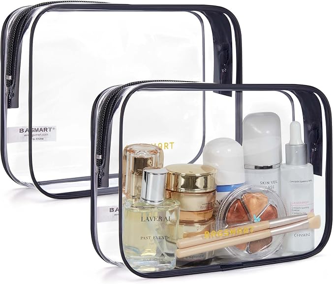 BAGSMART Clear Toiletry Bag, 2 Pack TSA Approved Travel Toiletry Bag Carry on by BAGSMART
