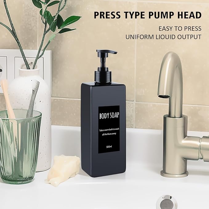 Shampoo and Conditioner Dispenser Modern Refillable Shampoo Pump Bottles - Image 3