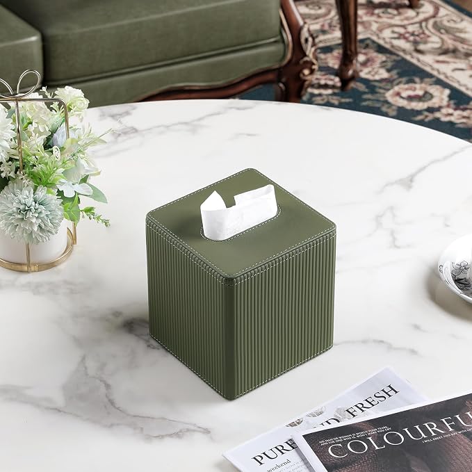 Tissue Box Cover Square with Magnetic Closure, PU Leather Tissue Box Holder - Image 6