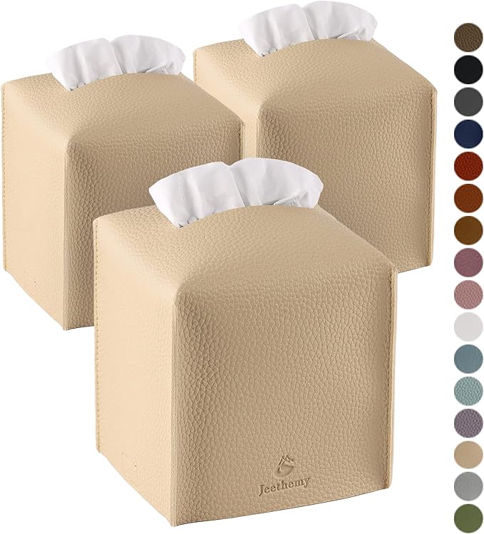 Tissue Box Cover, Jeethemy Square PU Leather Tissue Box Holder, Modern Tissue by Jeethemy