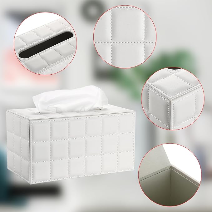 Sumnacon Tissue Box Cover Rectangle Leather Tissue Box - Image 4