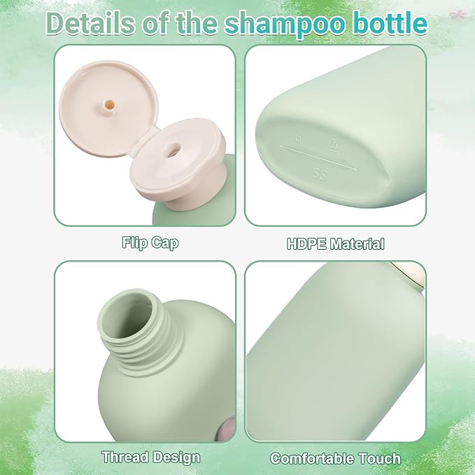 8.8 oz Plastic Travel Shampoo Bottles, Empty Plastic Squeeze Bottles - Image 3