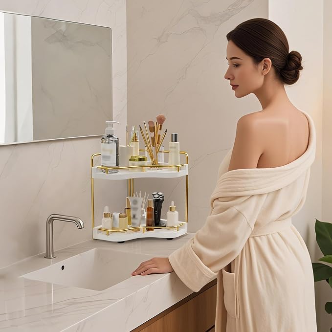 2-Tier Corner Bathroom Counter Organizer - Image 7