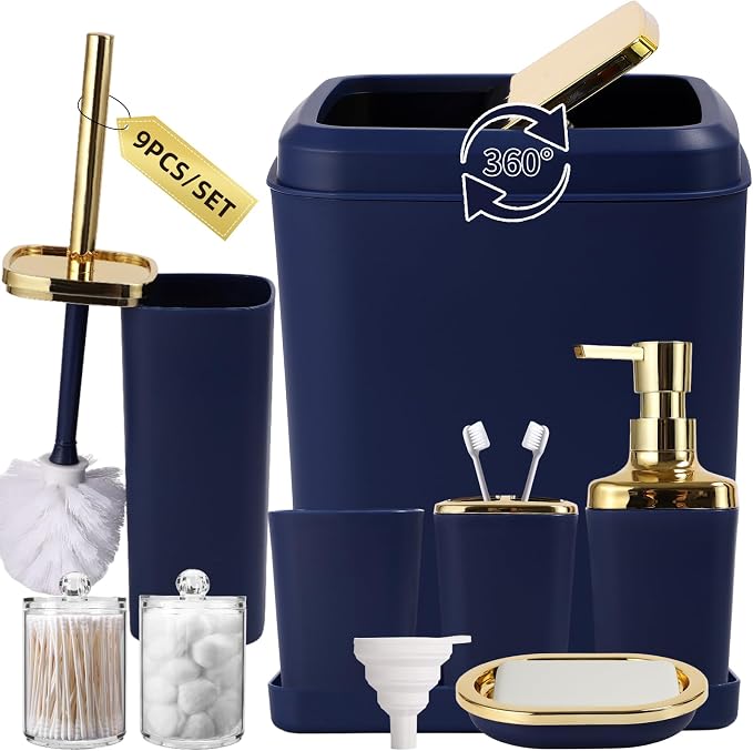 Navy Blue Bathroom Accessories Set, Soap Dispenser, Soap Dish, Toothbrush by BetterbathroomwithXLHOME