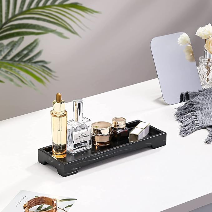 Luxspire Resin Vanity Tray, Bathroom Tray Toilet Tank Storage Tray, 11 x 4 inch - Image 4