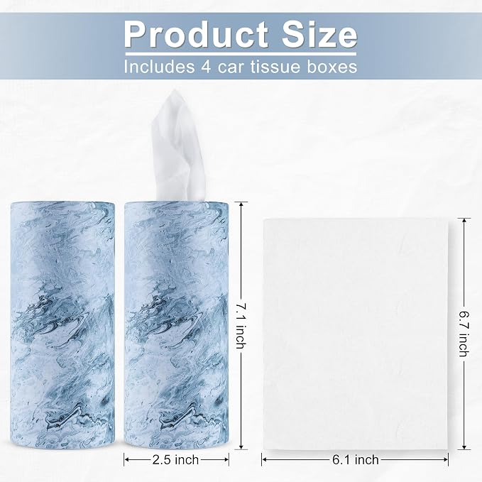 SINGARO Car Tissue Holder, 4 Pack Car Cup Holder Facial Tissues - Image 2