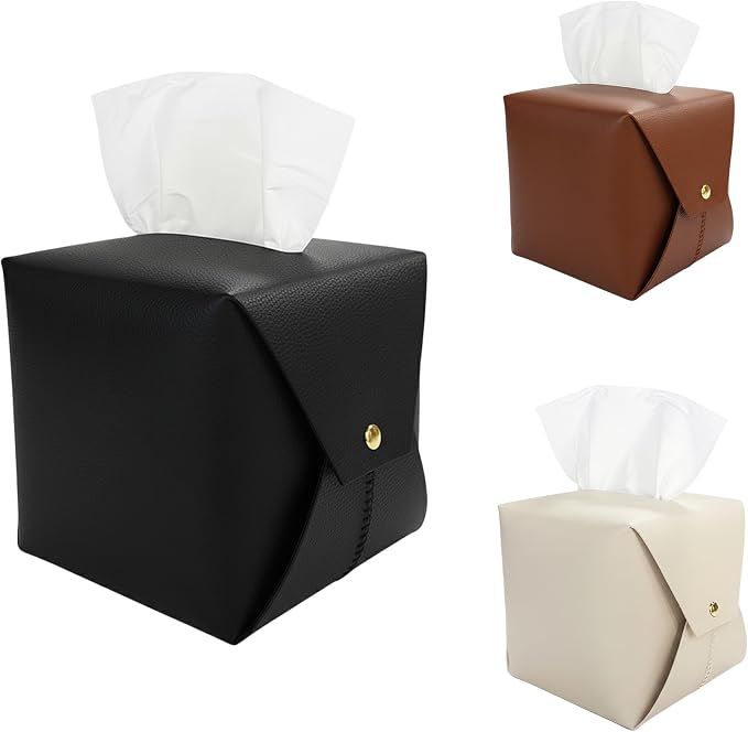 Tissue Box Cover Square, Leather Tissue Holder Organizer by Frayot
