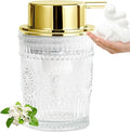 Golden Foaming Soap Dispenser - 7 oz Clear Glass Foam Hand Soap Dispenser by AZMOYAC