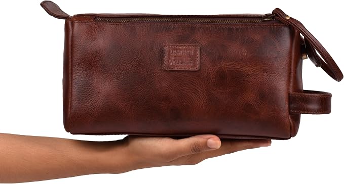LEATHER VILLAGE Genuine Leather Travel Toiletry Bag - Image 3