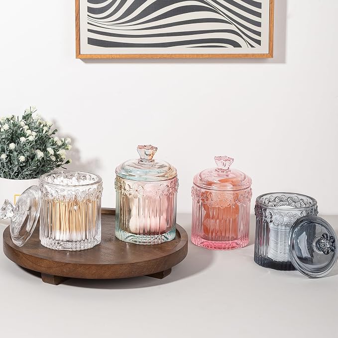 rejomiik 2 Pack Qtip Holder Glass Apothecary Jars - Image 5