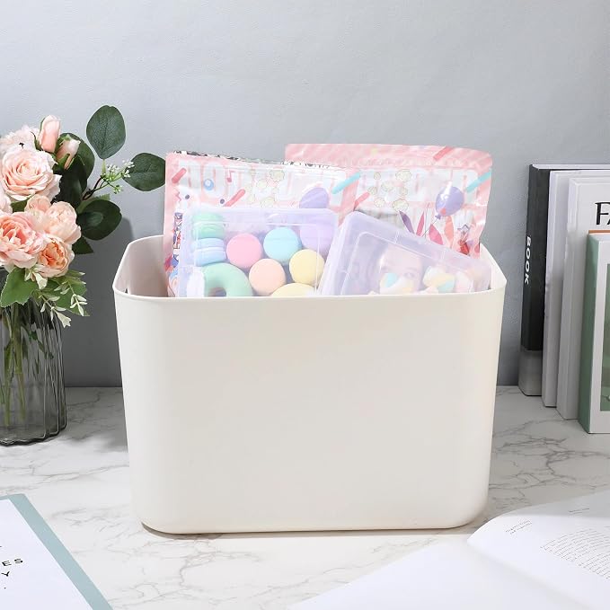 Zopeal Plastic Storage Bins 10 Pcs White Pantry Organizer Bins Small Baskets - Image 7