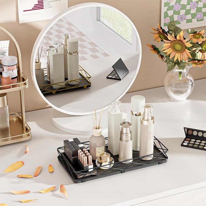 Toilet Paper Basket Holder, Wood and Metal Toilet Tray Vanity Organizer - Image 6