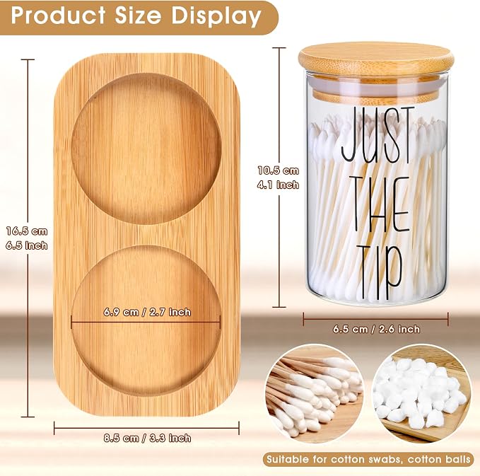 Funny Qtip Holder Dispenser 2 Pack Glass Apothecary Jars Canisters - Image 2