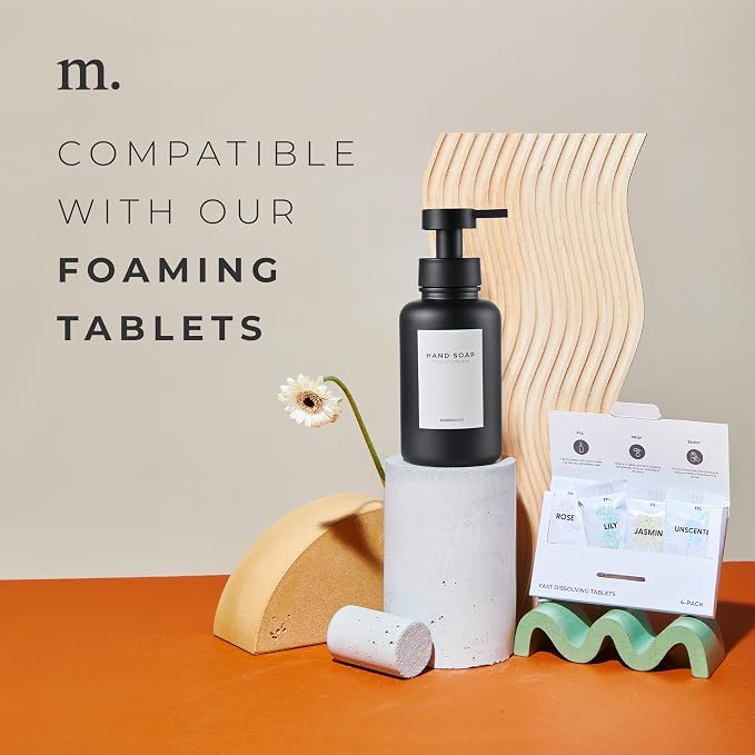 MaisoNovo Glass Foaming Hand Soap Dispenser 14 Oz | Black Foaming Soap - Image 2