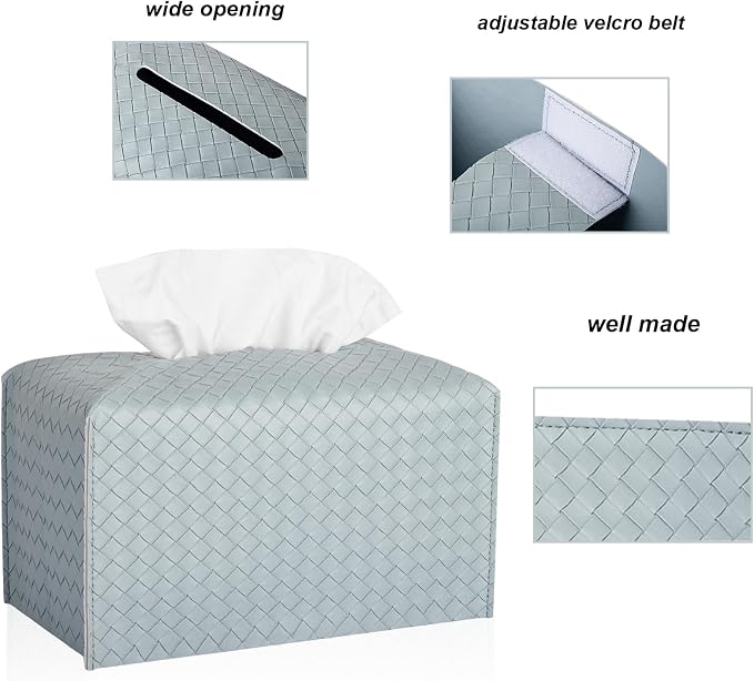 Tissue Box Cover PU Leather Tissue Holder Square Facial Tissue Case Facial - Image 5