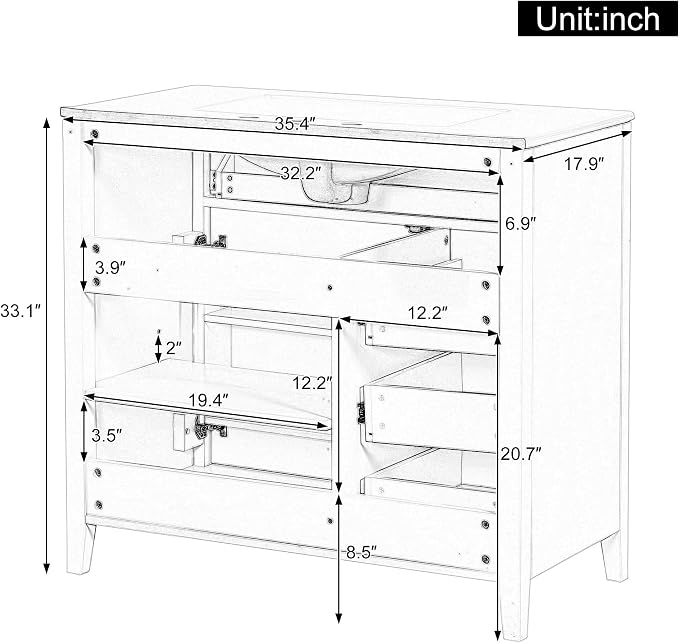 Harper & Bright Designs 36" Bathroom Vanity - Image 4