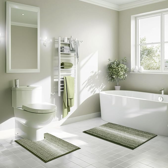 Bathroom Rugs Sets 2 Piece, Toilet Rugs U-Shaped, Contour Bath Mat Set - Image 2
