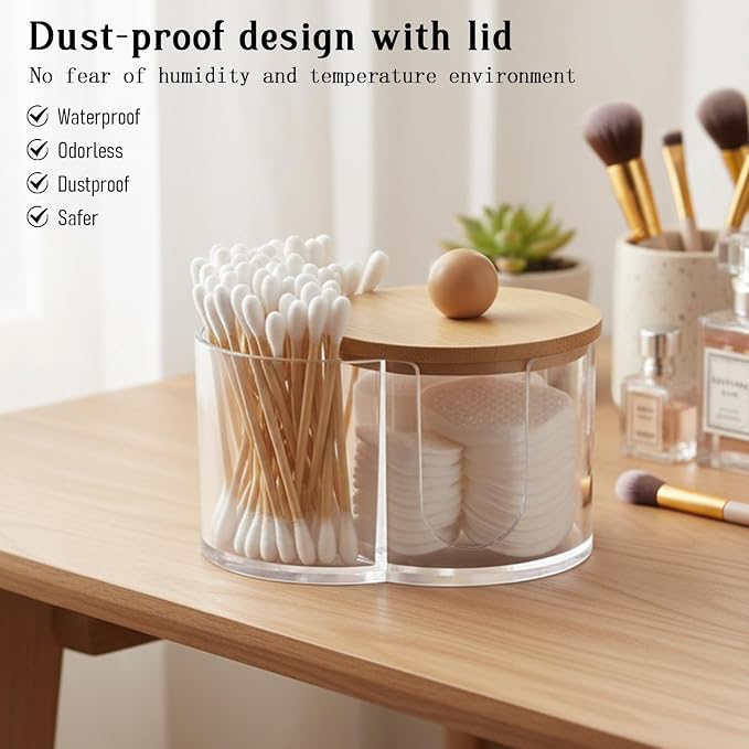 Cotton Round Holder, Dual Compartment Qtip Dispenser - Image 7