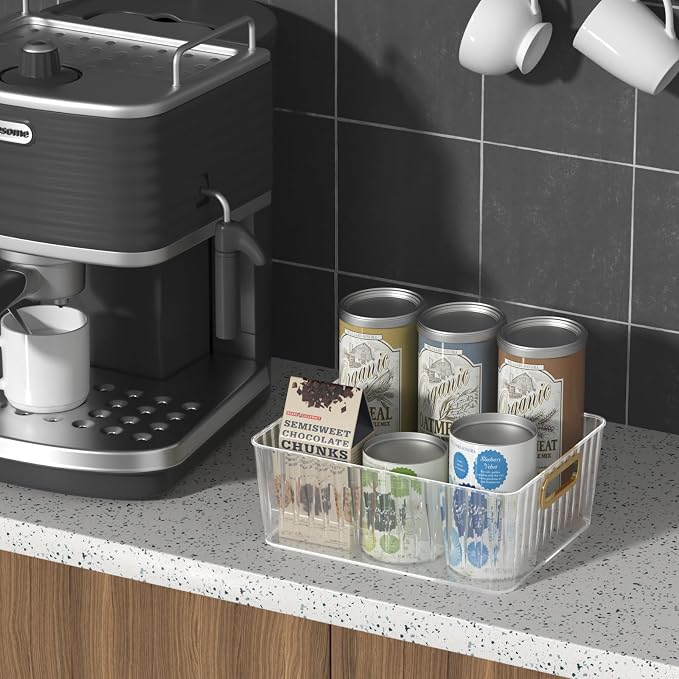 Kekow 6-Pack Clear Pantry Organizer Bins, Plastic Storage Bins - Image 5
