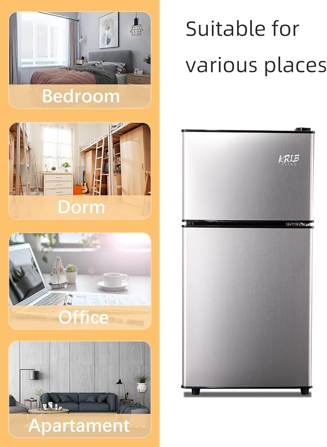 Mini Fridge With Freezer, 3.5 Cu. Ft Compact Refrigerator With 2 Doors - Image 7