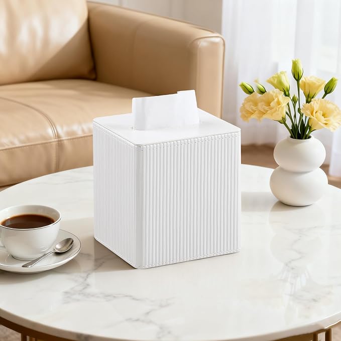 Tissue Box Cover Square with Magnetic Closure, PU Leather Tissue Box Holder - Image 2
