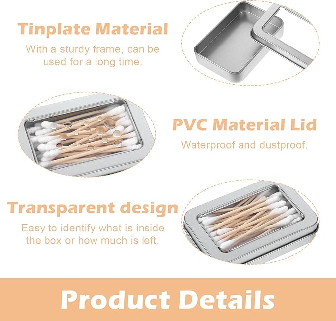 4Pcs Travel Cotton Swab Holder, Portable Floss Pick Holder, Metal Cotton Ball - Image 3
