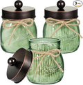 SheeChung Green Glass Qtip Holder Dispenser, Mason Jar Apothecary Jars by SheeChung